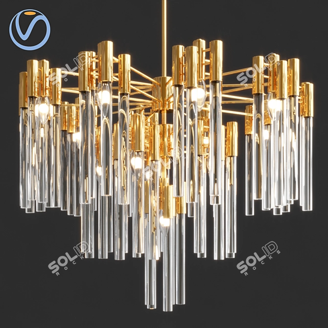 Elegant Glass Tube Chandelier 3D model image 1