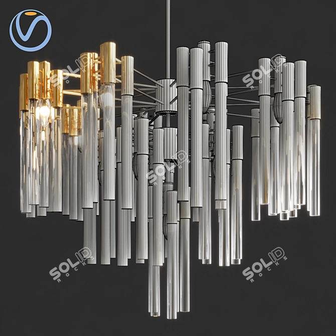 Elegant Glass Tube Chandelier 3D model image 3