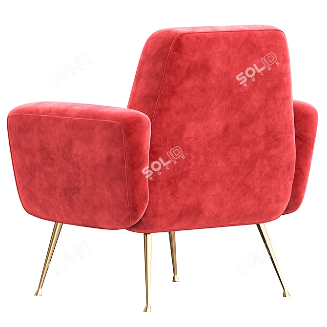 Luxurious Velvet Armchair: Diamond Contemporain 3D model image 4