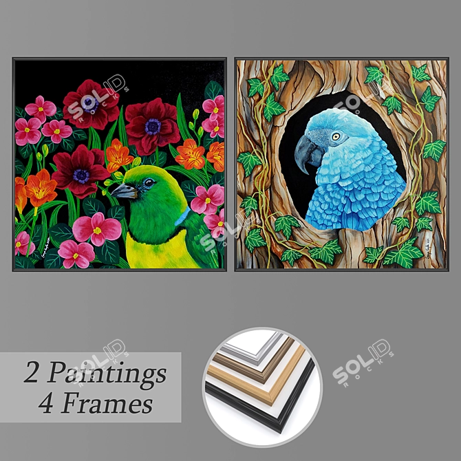 Elegant Wall Art Set 3D model image 1