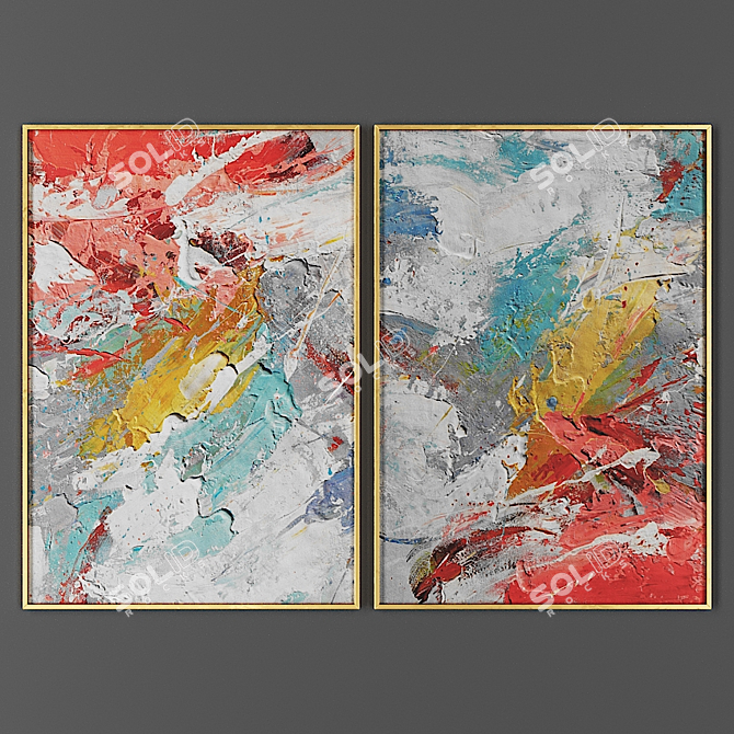 Vintage Art Frames: Set of 2 3D model image 1