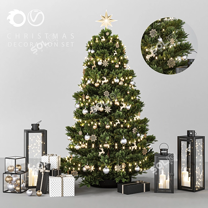 Festive Holiday Decor Set 3D model image 1