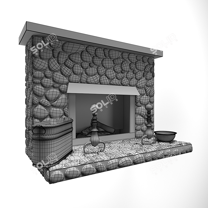 Elegant Stone Fireplace 3D model image 8