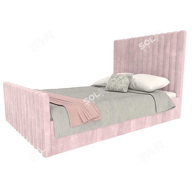 Baby Pink Velvet Khloe Ottoman Bed 3D model image 1