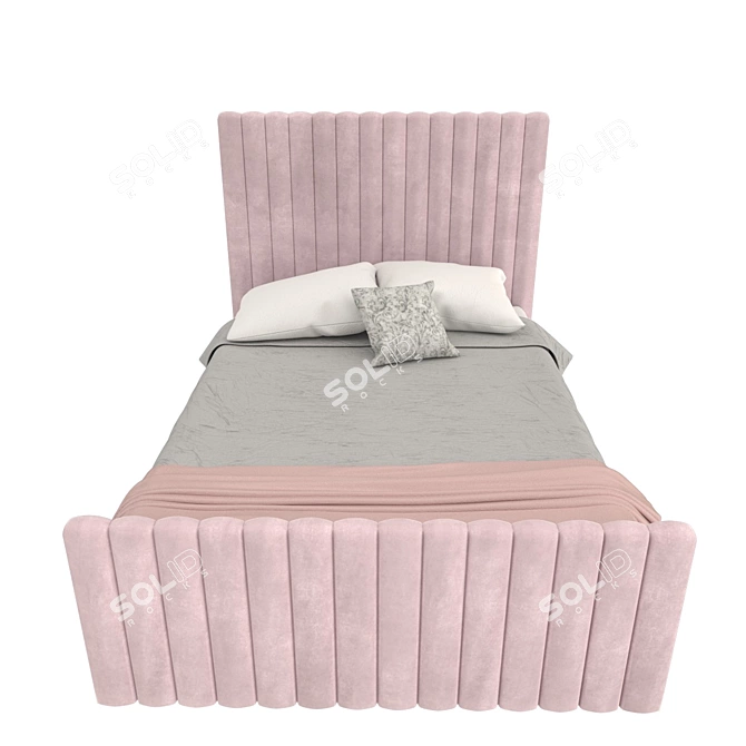 Baby Pink Velvet Khloe Ottoman Bed 3D model image 3