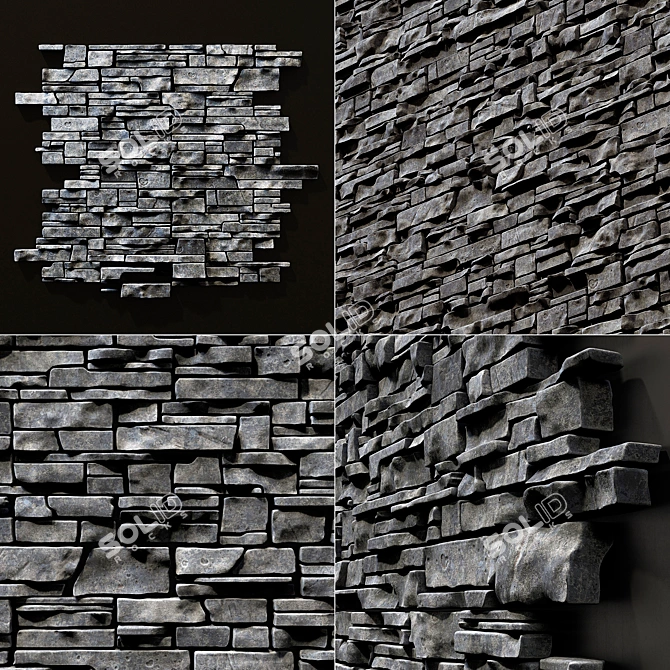 Rockface Clincer Brick Wall 3D model image 2