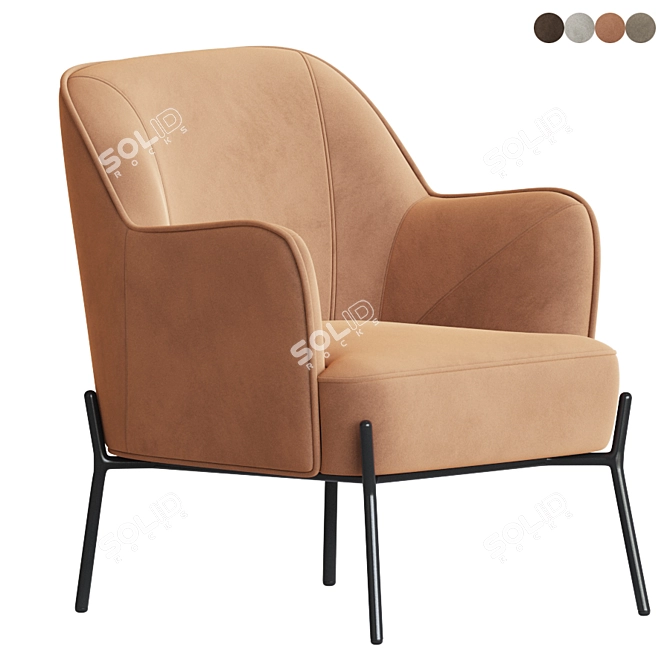 Elegant Velvet Armchair: Nora 3D model image 1