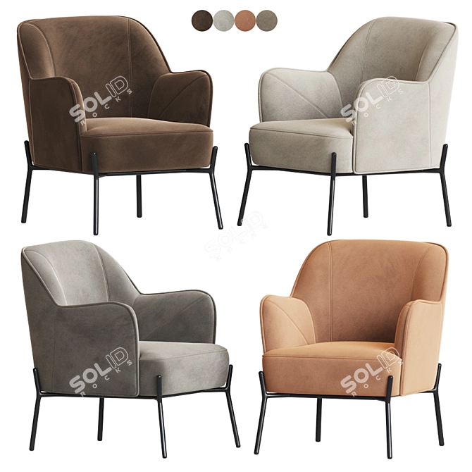 Elegant Velvet Armchair: Nora 3D model image 2