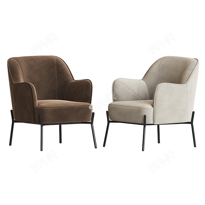 Elegant Velvet Armchair: Nora 3D model image 3