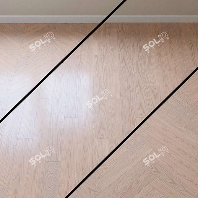 Elegant Antique White Parquet Board 3D model image 1