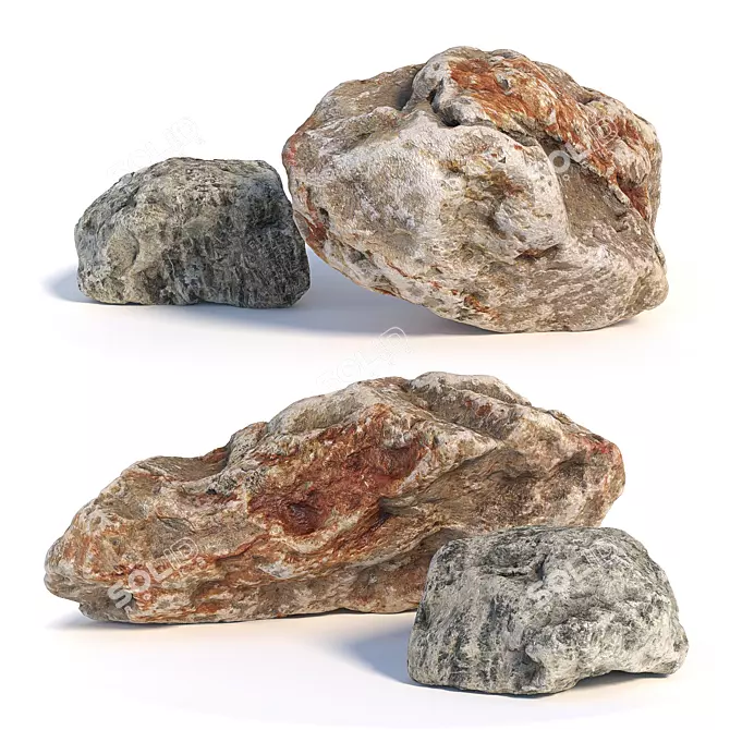 Scanned Landscape Stones with High-Resolution Textures 3D model image 1