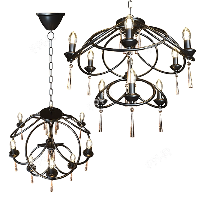 Vintage Elegance: Anevita 9-Light Chandelier 3D model image 1