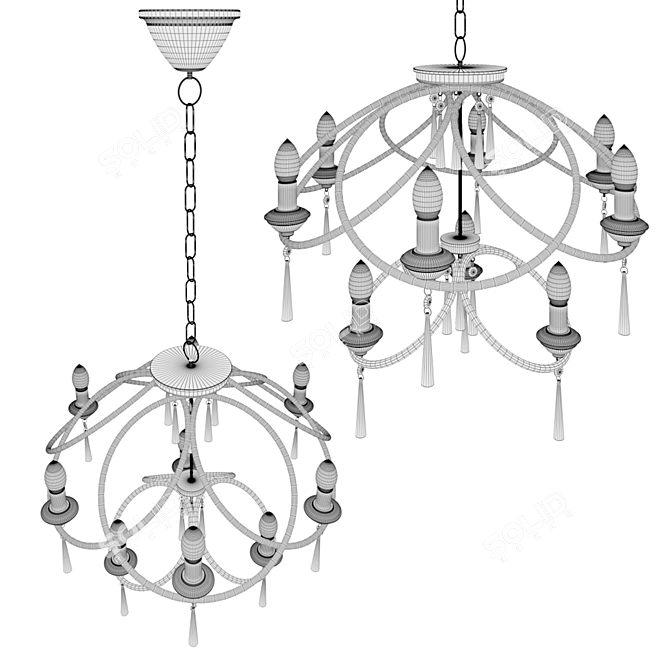 Vintage Elegance: Anevita 9-Light Chandelier 3D model image 3