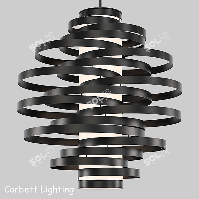 Elegant Vertigo Fabric Shade Chandelier 3D model image 1