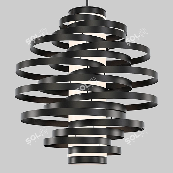 Elegant Vertigo Fabric Shade Chandelier 3D model image 2