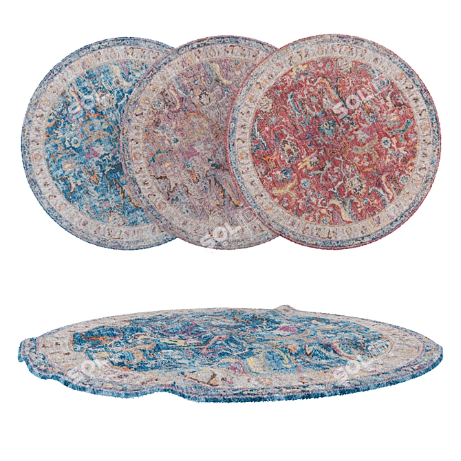 Versatile Round Carpet Set 3D model image 1