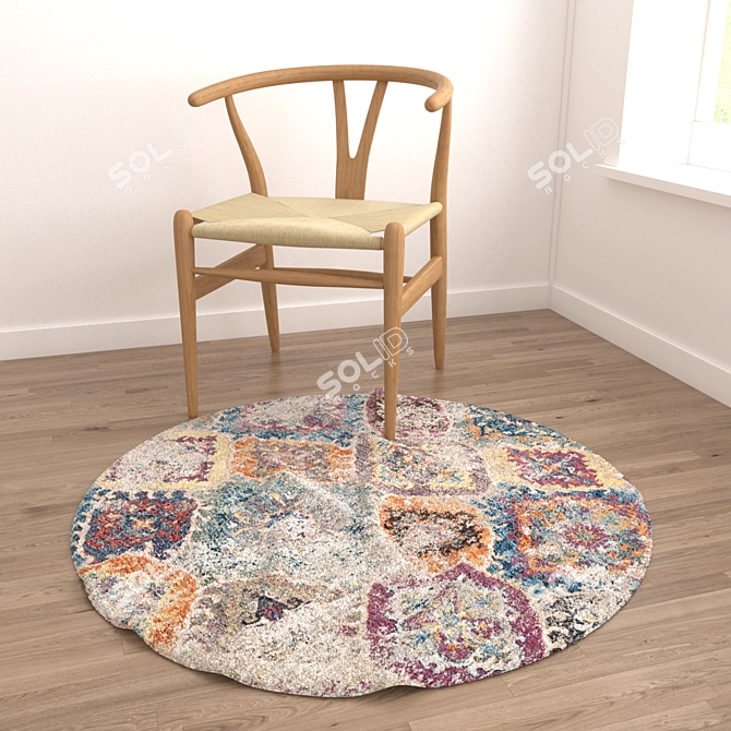 Round Carpet Set 51: Versatile and Realistic Carpets for Immersive Renders 3D model image 4