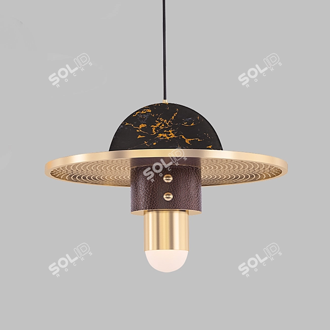 Marble & Leather Pendant Light 3D model image 2