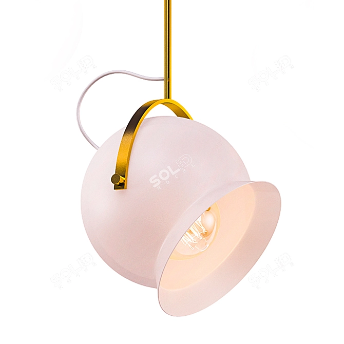 Elegant Brass Pendant with Glass Globe 3D model image 3