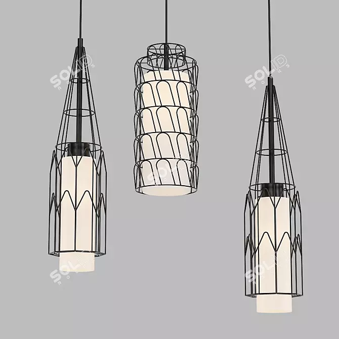 Elegant Cotton Pendant Light 3D model image 1