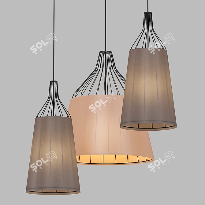 Ally Textile Pendant Light Collection 3D model image 1