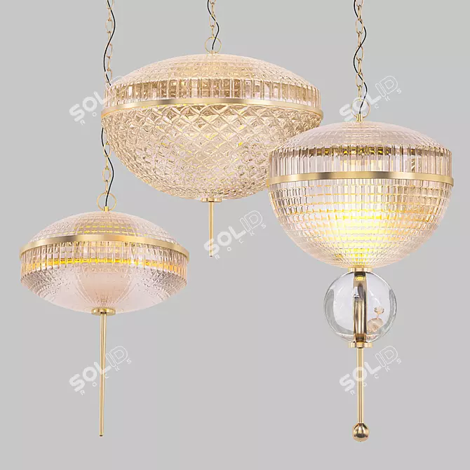 Elegant Glass Pendant Light 3D model image 1