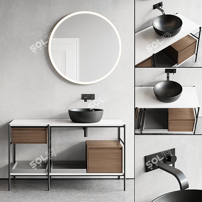 Nic Design Velo 131 Vanity Unit: Stylish, Modular Design 3D model image 1