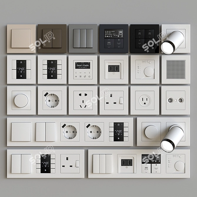 Jung Plastic Wall Switches & Sockets 3D model image 1