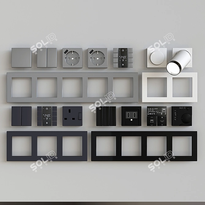 Jung Plastic Wall Switches & Sockets 3D model image 4