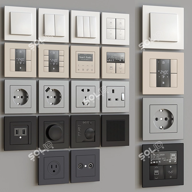 Jung Plastic Wall Switches & Sockets 3D model image 6