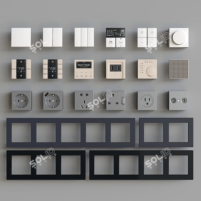 Jung Plastic Wall Switches & Sockets 3D model image 9