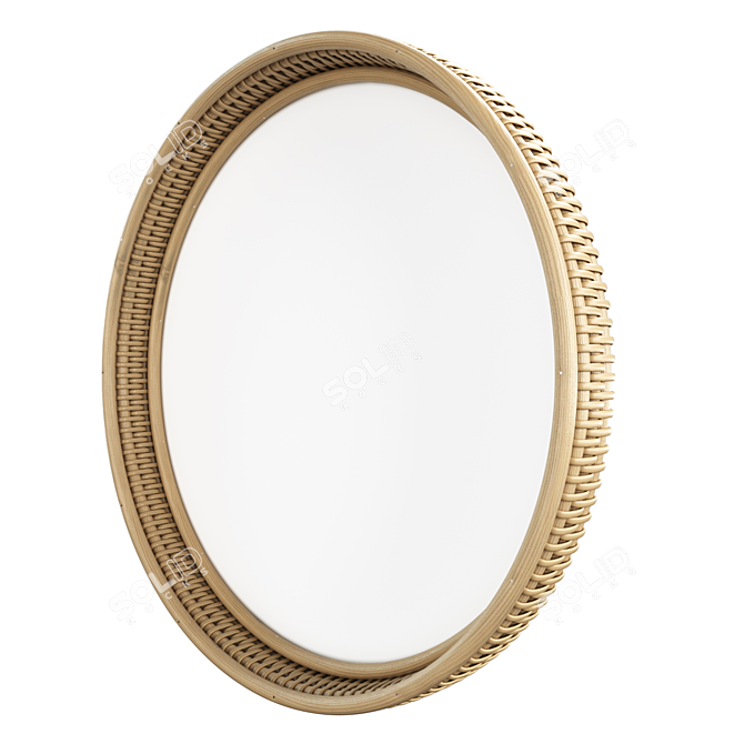 Rattan Frame Round Mirror 3D model image 1