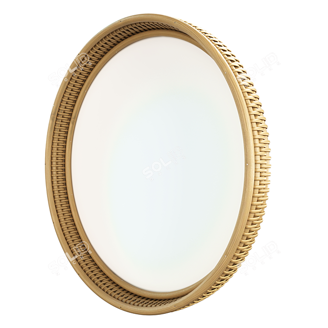 Rattan Frame Round Mirror 3D model image 6