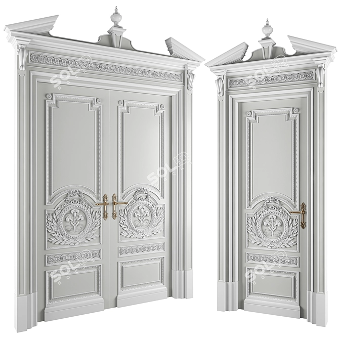 Elegant Versailles Door Set 3D model image 1