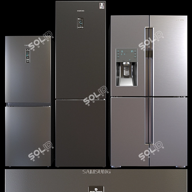 Samsung Refrigerator Set: Flex™ 4-Door, Inverter 2-Door, RB5000A 3D model image 2