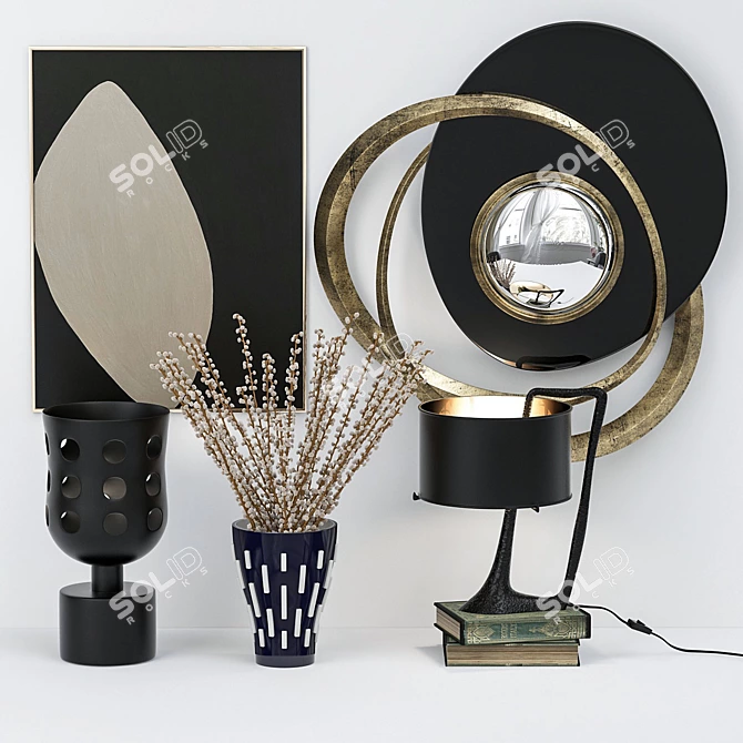 Decorative Set: Vase, Mirror & Décor 3D model image 1