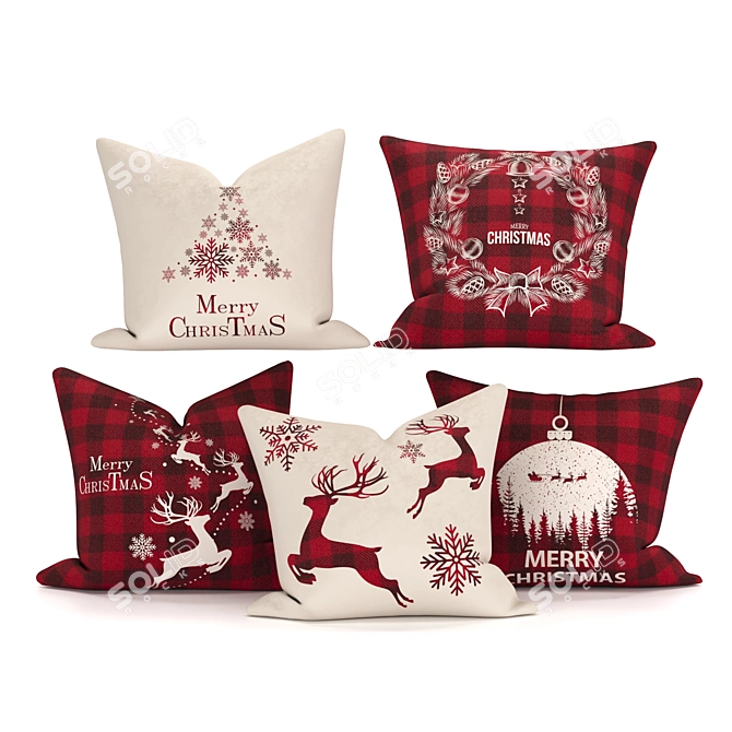 Cozy Christmas Cushions: Adorably Festive Decor 3D model image 1