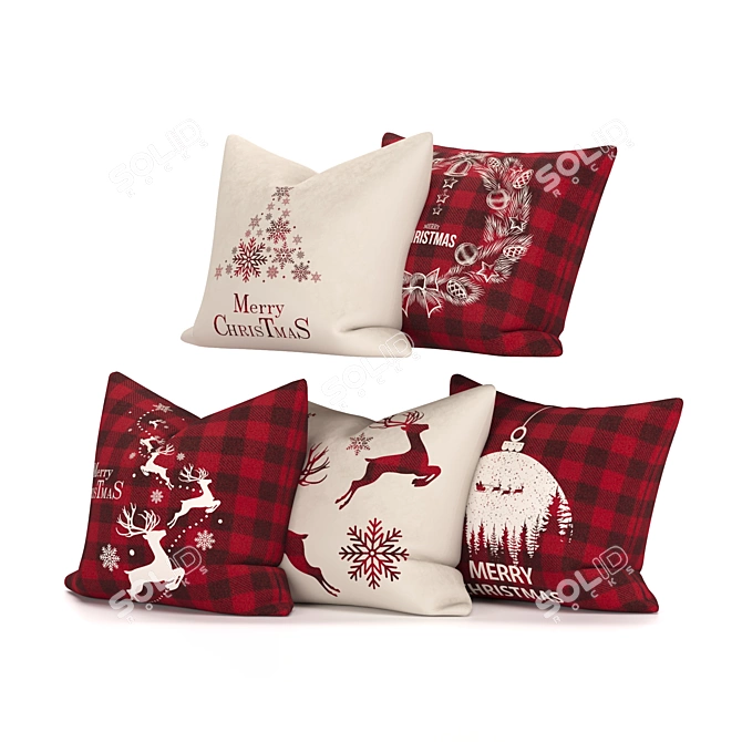 Cozy Christmas Cushions: Adorably Festive Decor 3D model image 2