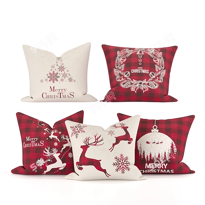 Cozy Christmas Cushions: Adorably Festive Decor 3D model image 5