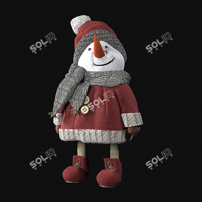 Festive Snowman Decor 3D model image 2