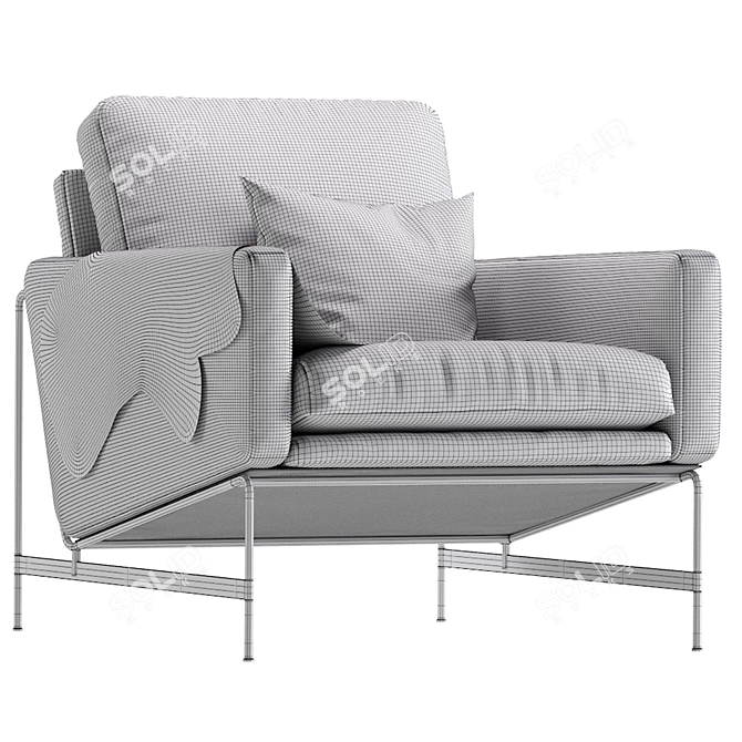 Elegant Clement Occasional Fabric Chair 3D model image 5