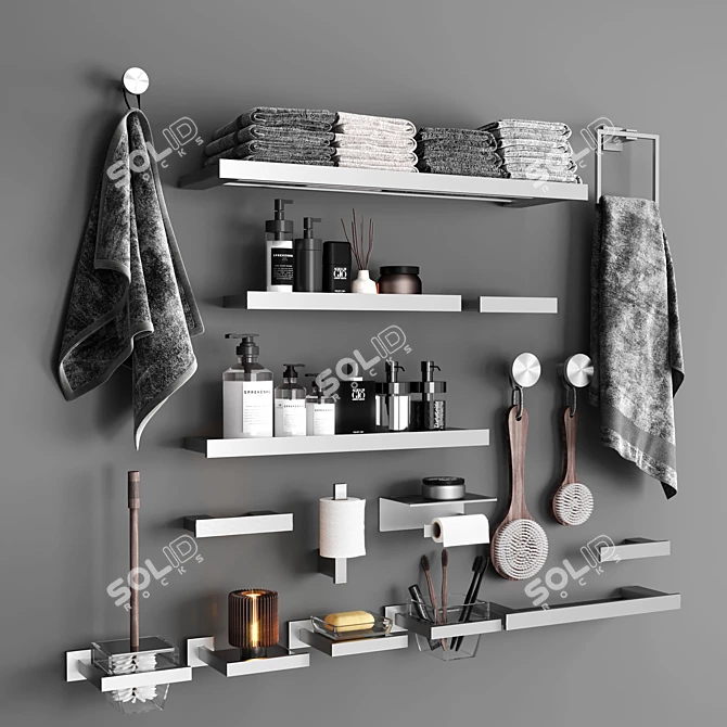 Modern Steel Bathroom Accessories 3D model image 1