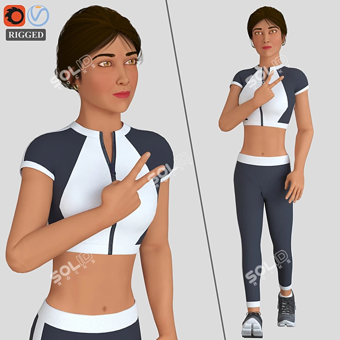 Sporty Girl Action Figure 3D model image 1