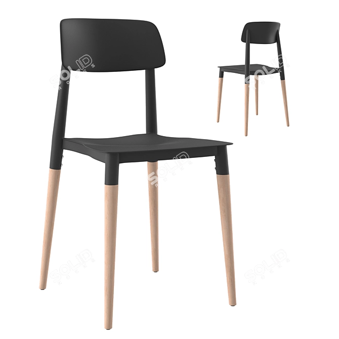 Modern Polypropylene & Oak Chair 3D model image 1