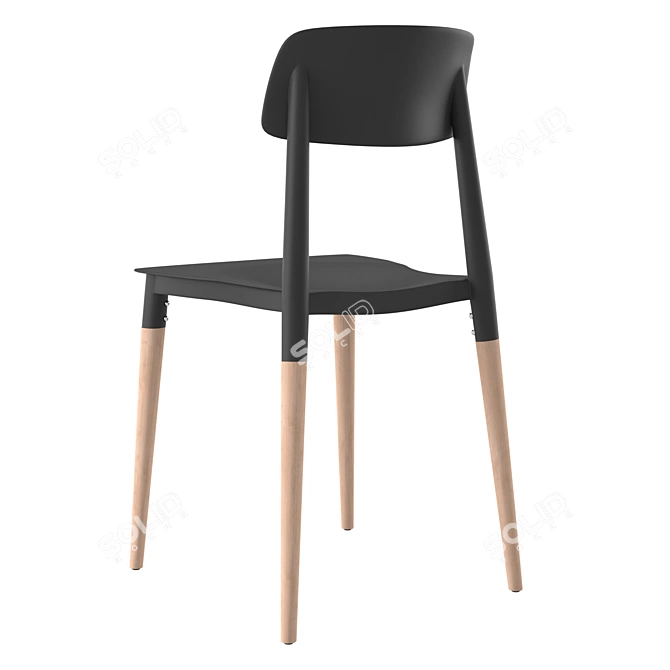 Modern Polypropylene & Oak Chair 3D model image 2