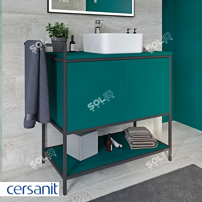 Botanique 80 Green Sink Cabinet 3D model image 3