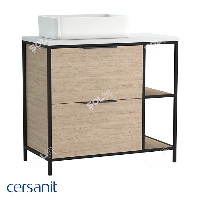 BOSQUET 80 Cabinet for CREA 50: Stylish Oak Sink Storage 3D model image 1