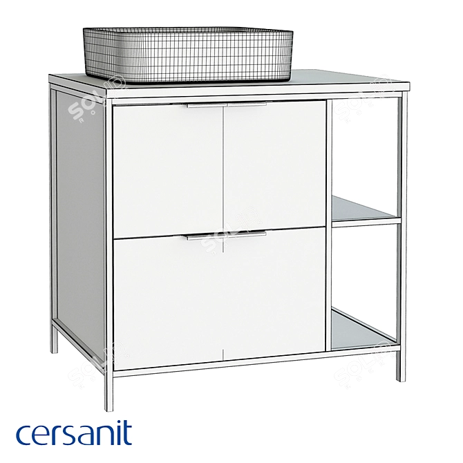 BOSQUET 80 Cabinet for CREA 50: Stylish Oak Sink Storage 3D model image 2