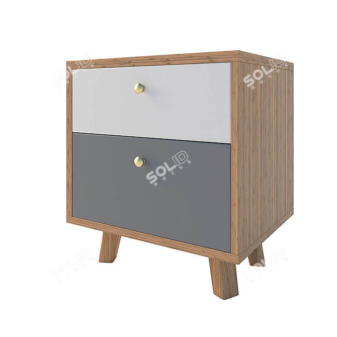 Sleek Oak Nightstand 3D model image 3