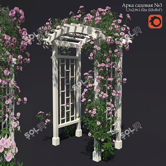 Gorgeous Garden Arch with Climbing Rose 3D model image 1